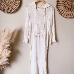 Jen's Pirate Booty Boho White Cream Gauze Swim Beach Midi Dress Size S M